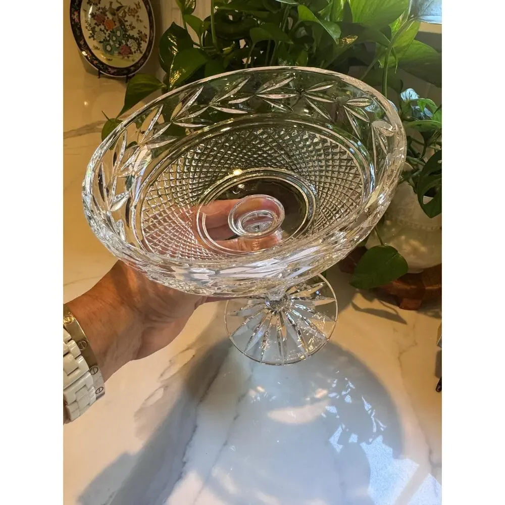 Vintage Galway Crystal “Leah” Compote – Irish Crystal Pedestal Centerpiece Bowl